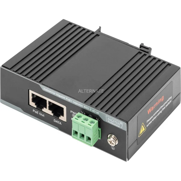 Digitus Industrieller G Ethernet PoE+ Injektor 60 W, PoE-Injektor (grau)