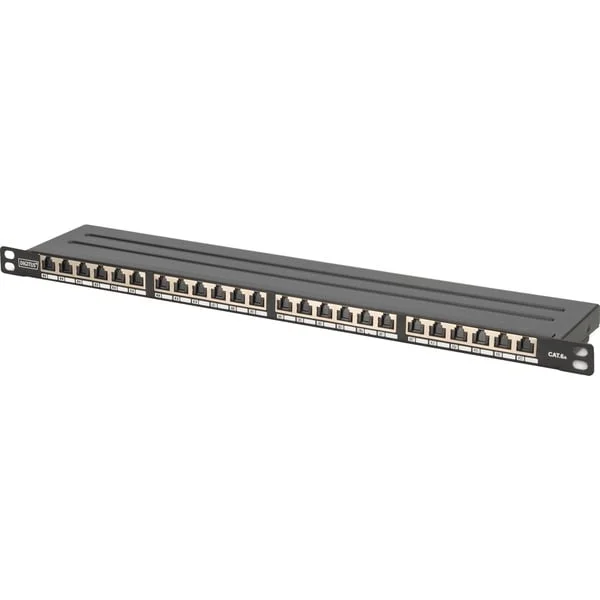 Digitus CAT 6A, Klasse EA High Density Patchpanel, 24 Port (schwarz, 0,5 HE, geschirmt)
