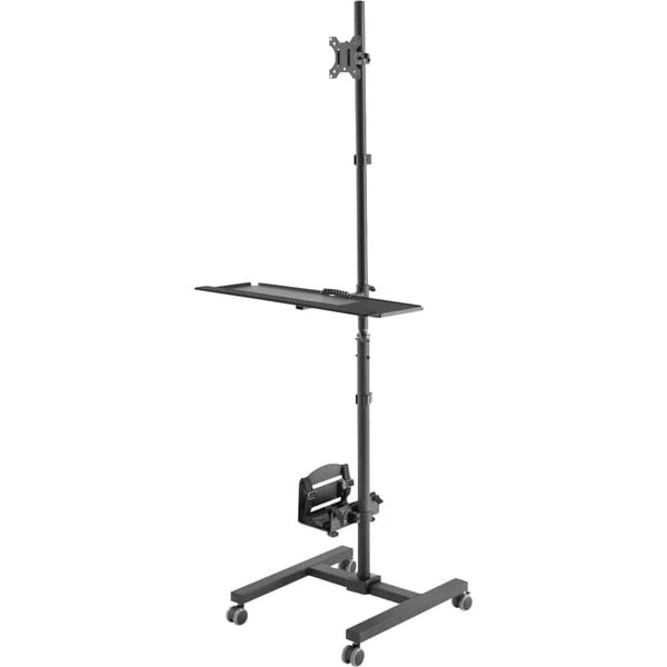 Digitus Mobiler Arbeitsplatz mit Höhenverstellung, Arbeitstisch (schwarz, für PC, Monitor und Tastatur / Maus)