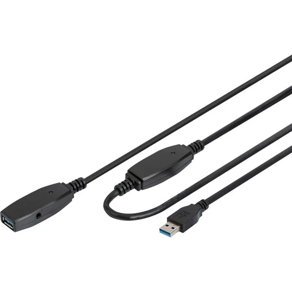 Digitus Aktives USB 3.2 Gen 1 Verlängerungskabel, 10 Meter (schwarz, Repeater Kabel)