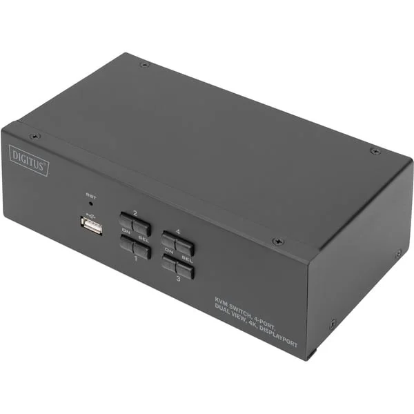 Digitus KVM-Switch DisplayPort 4x 1 (schwarz, Dual Display)