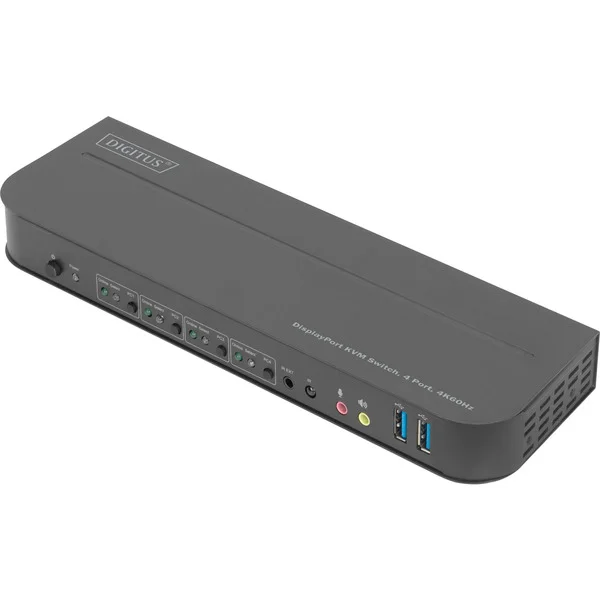 Digitus KVM Switch DisplayPort 4 Port, KVM-Switch (4K60Hz, 4 x DP in, 1 x DP/HDMI out)