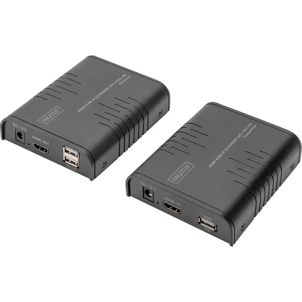 Digitus Full HD HDMI KVM IP Extender Set, KVM-Switch (schwarz, Full HD, 120m)