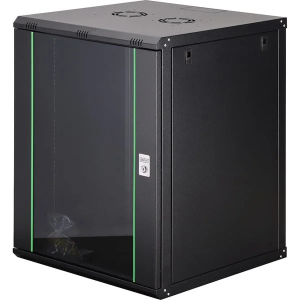 Digitus Wandgehäuse Dynamic Basic Serie - 600x600 mm (BxT), IT-Schrank (schwarz, 16 Höheneinheiten)