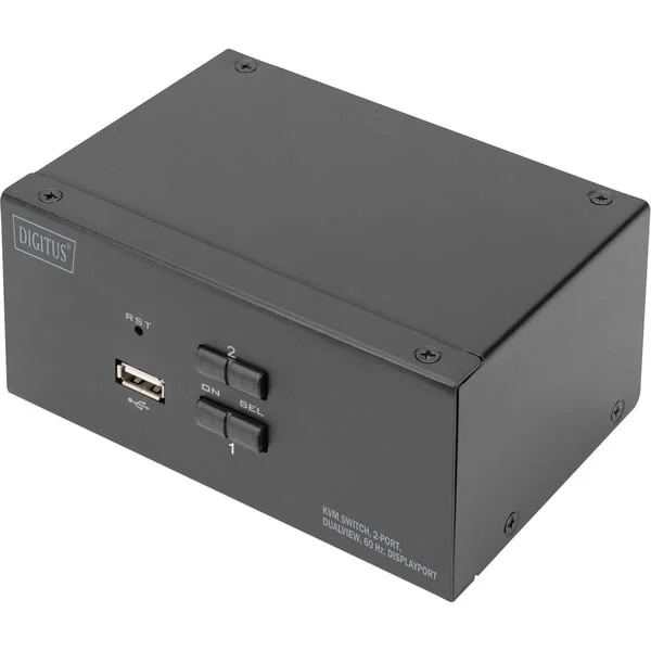 Digitus KVM-Switch DisplayPort 2x 1 (schwarz, Dual Display)