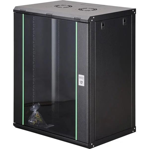 Digitus Wandgehäuse Dynamic Basic Serie - 600x450 mm (BxT), IT-Schrank (schwarz, 16 Höheneinheiten)