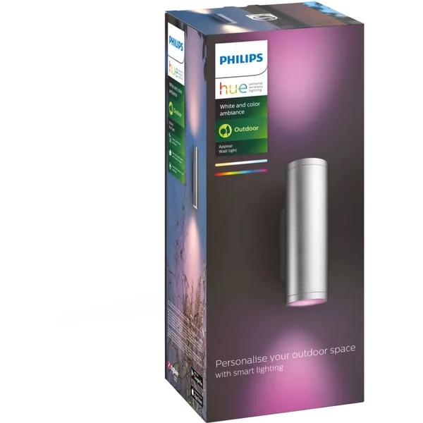 Philips HUE White & Color Ambiance Appear Outdoor Wandleuchte rund, LED-Leuchte (silber)