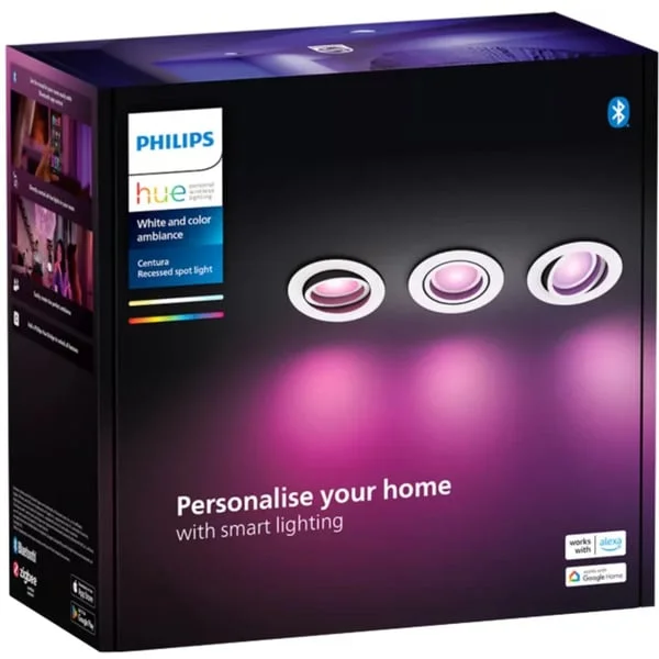 Philips HUE White Ambiance Adore Bathroom Einbau- und Einlege-Downlight (3er-Pack), LED-Leuchte (silber)