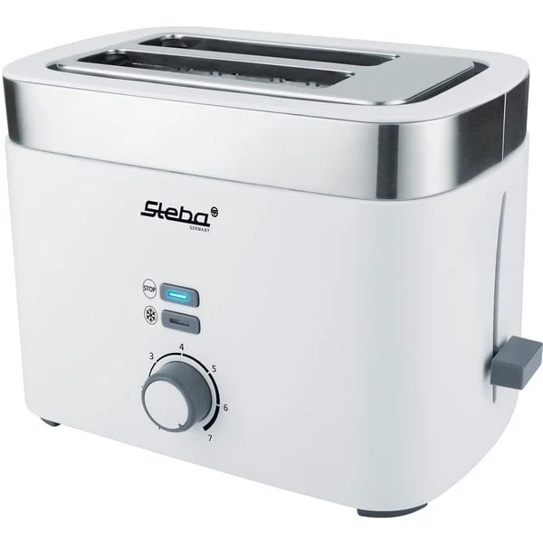 Steba Toaster TO 10 Bianco (weiß/edelstahl, 930 Watt, für 2 Scheiben Toast)