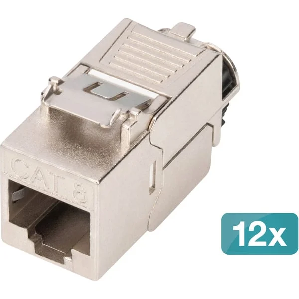 Digitus Keystone-Modul Cat. 8.1, geschirmt, 12 Stück (silber, werkzeugfreier Montageanschluss)