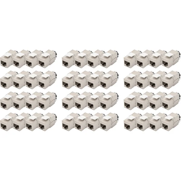 Digitus Cat.6a Keystone-Modul, geschirmt (silber, 48 Stück, mit intelligentem Kabelmanager)