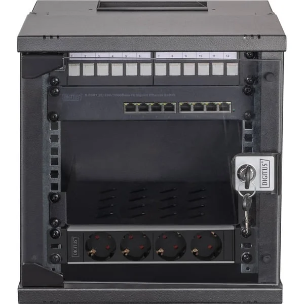Digitus Netzwerk-Set SOHO Pro 10" 315x300 mm (BxT), IT-Schrank (schwarz, 6 Höheneinheiten)