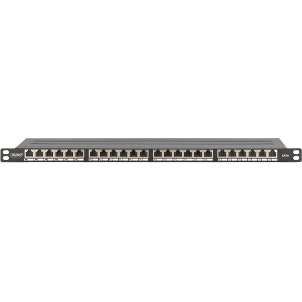 Digitus CAT 6A, Klasse E High Density Patchpanel, 24 Port (schwarz, 0,5 HE, geschirmt, 19" Rack Mount)