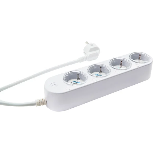 Shelly Steckdosenleiste Power Strip 4 Gen4 (weiß, 1,5 Meter Kabel, mit Energiemessung)