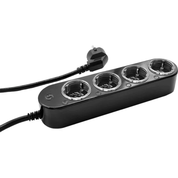 Shelly Steckdosenleiste Power Strip 4 Gen4 (schwarz, 1,5 Meter Kabel, mit Energiemessung)
