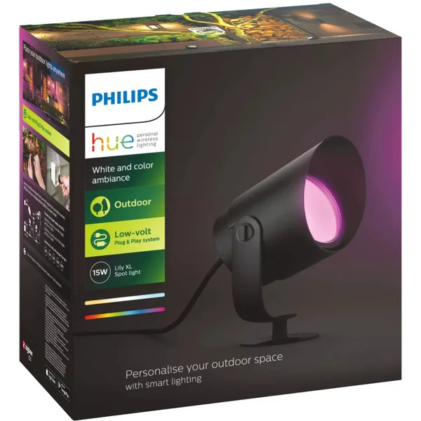 Philips HUE White & Color Ambance Lily XL Outdoor Spot Erweiterung, LED-Leuchte (schwarz)