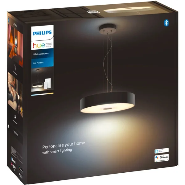 Philips HUE White Ambiance Fair Pendelleuchte, LED-Leuchte (schwarz, inkl. Dimmschalter)