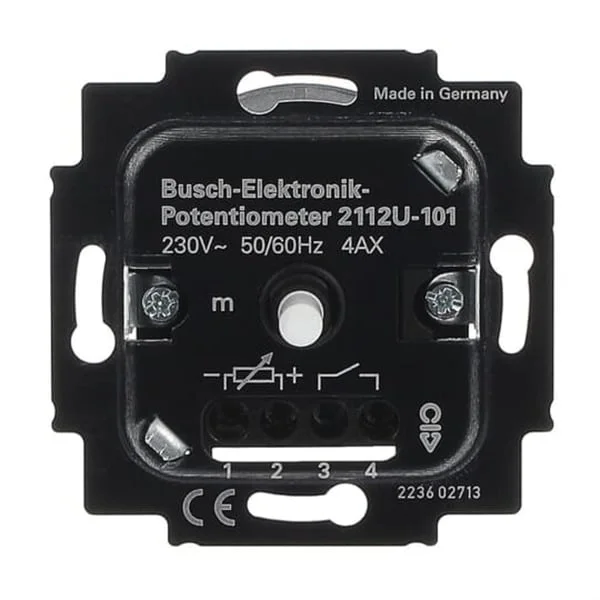 Busch-Jaeger Potentiometer-Einsatz 700 Watt/Voltampere Typ 2112 U-101 Unterputz-Drehknopf, Dimmer (Retail)
