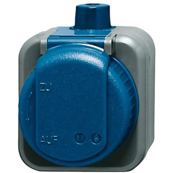 Busch-Jaeger Steckdose Bajonettverschluss CEE 7/3 Typ F mit Erdungsclips, 16 Ampere, 250 Volt (blau, Retail)