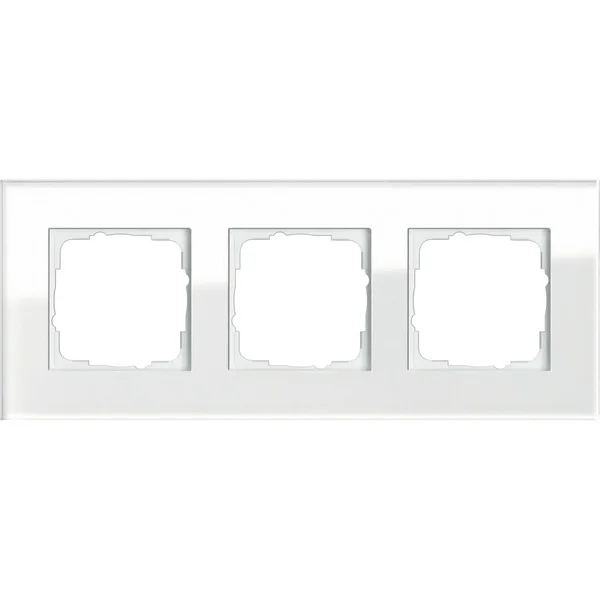 Gira Abdeckrahmen dreifach aus Glas, glänzende Oberfläche, Unterputzmontage, Klemmbefestigung (weiß (glänzend), Retail)