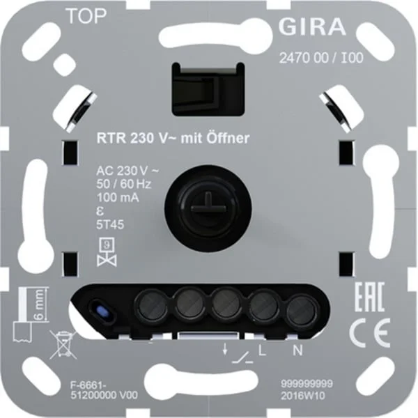 Gira Raumtemperaturregler 230 Volt Wechselstrom Öffner Einsatz Typ 247000, Heizungsthermostat (Retail)