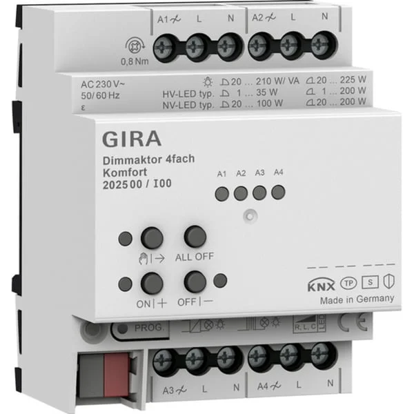 Gira Dimmaktor vierfach Regelgerät KNX Secure Typ 202500 (Retail)