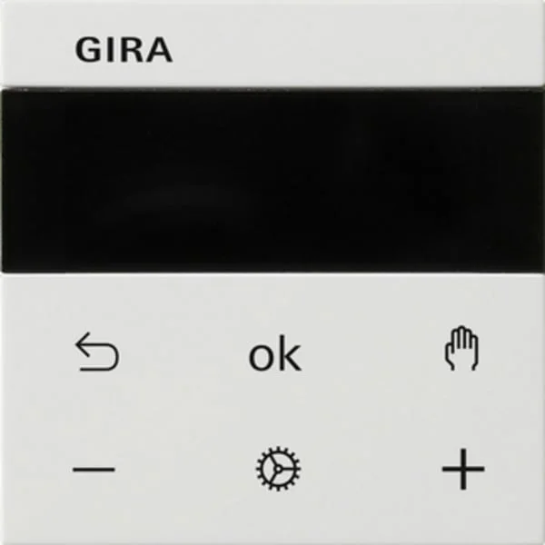 Gira Raumtemperaturregler Display System 3000 mit kapazitiver Sensorfläche, System 55, Thermostat (weiß (glänzend), Retail)