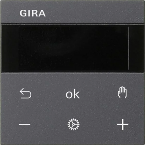 Gira Raumtemperaturregler Display System 3000 System 55 mit kapazitiver Sensorfläche, Thermostat (anthrazit, Retail)