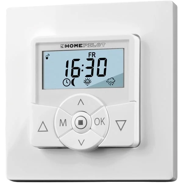 HOMEPILOT Zeitschaltuhr premium smart (weiß, für Rollladenmotoren, 2in1: Taster und Empfänger in einem Gerät)
