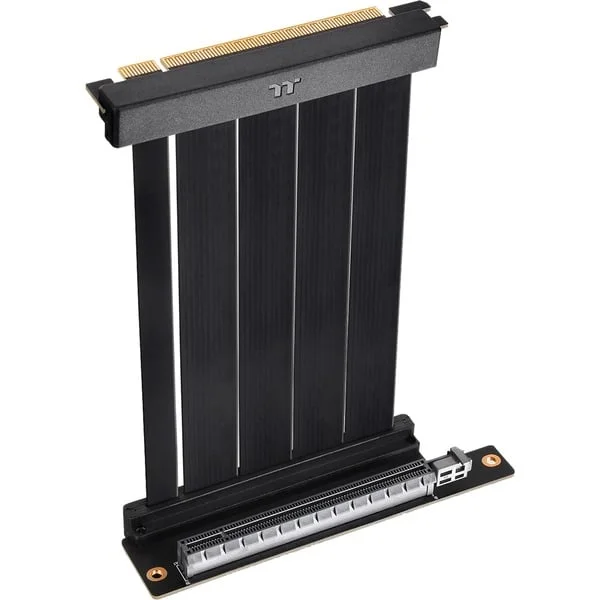 Thermaltake PCI-E 4.0 Dual 90° Riser Cable, Kabel (schwarz, 13cm)