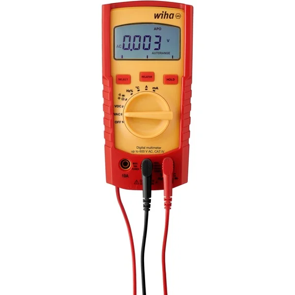 Wiha Digitales Multimeter 45215, bis 1.000 V AC, CAT IV, Messgerät (rot/gelb)