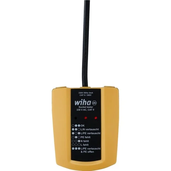 Wiha Steckdosentester 45220, 230 V AC, Messgerät (gelb/schwarz)