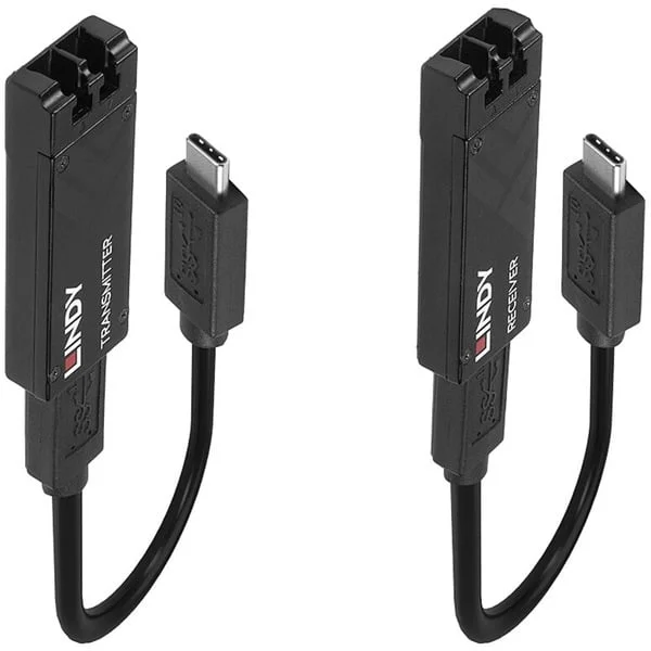 Lindy Fibre Optic USB 3.2 Typ C Extender, Verlängerungskabel (schwarz, max. Reichweite 100 Meter)