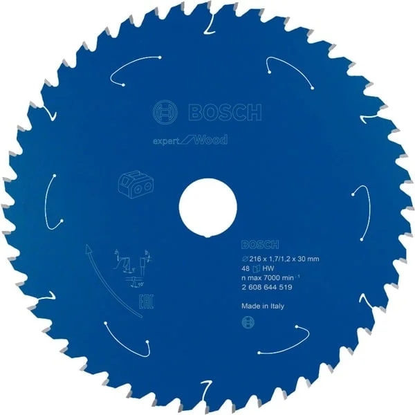 Bosch Professional EXPERT Wood Kreissägeblatt, Ø 216mm, 48Z (Bohrung 30mm, für Akku-Kappsägen)