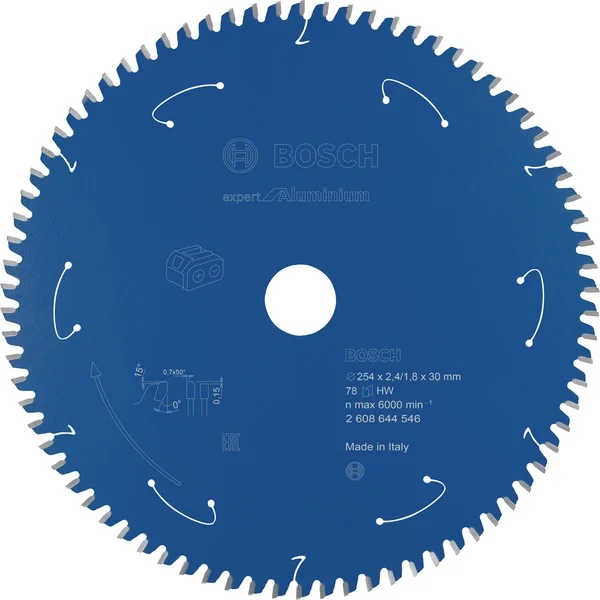 Bosch Professional Kreissägeblatt Expert for Aluminium, Ø 254mm, 78Z (Bohrung 30mm, für Akku-Tischkreissägen)