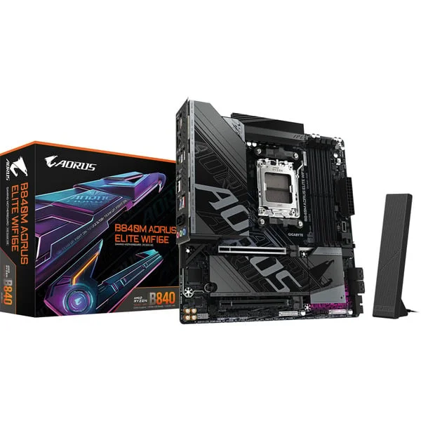 GIGABYTE B840M AORUS ELITE WIFI6E, Mainboard (schwarz/silber)