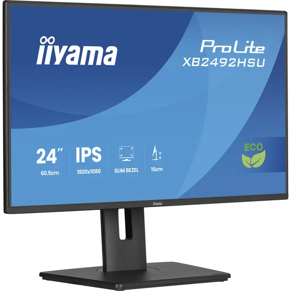 iiyama Prolite XB2492HSU-B1, LED-Monitor (60.5 cm (24 Zoll), schwarz (matt), FullHD, IPS, HDMI, DP, USB-Hub, Verstellbarer Standfuß, 120Hz Panel)