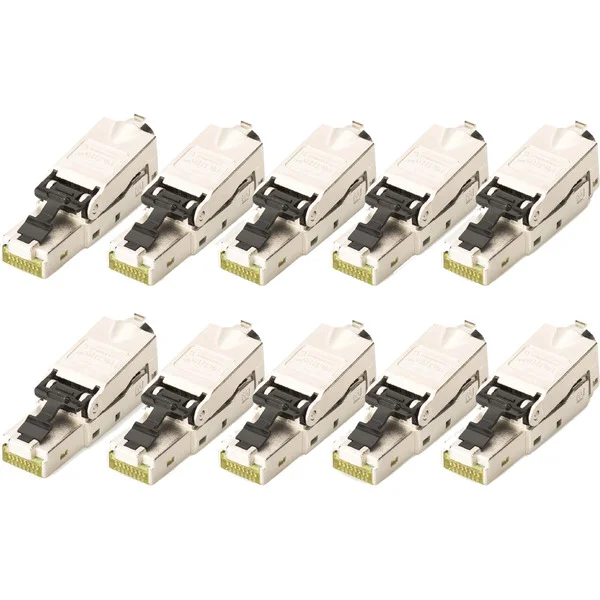 Digitus CAT.6a Feldstecker STP Staubkappe/Knickschutz, 10 Stück (silber)