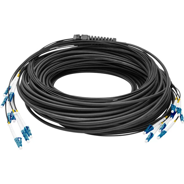 Digitus Glasfaser Universal Breakout Kabel, Duplex, LC/UPC Stecker, Singlemode OS2 (schwarz, 75 Meter, vorkonfektioniert)