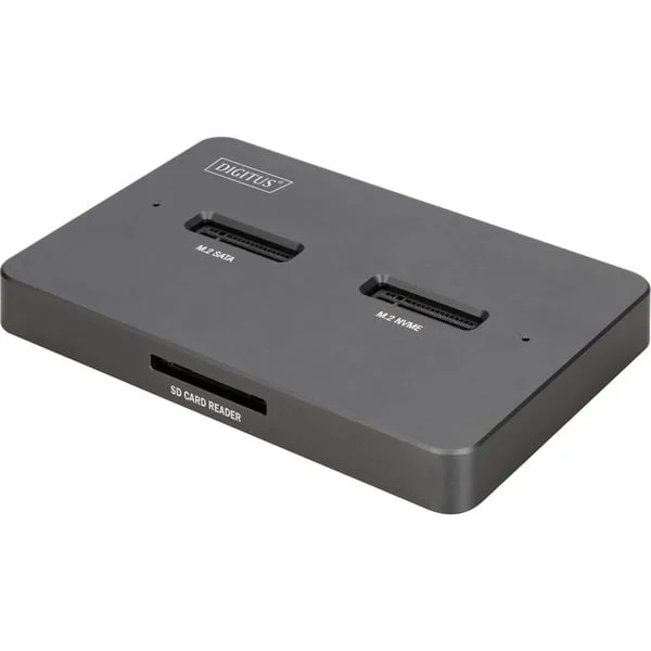 Digitus Dual M.2 NVM SSD Docking Station, Dockingstation (schwarz, USB-C, M2 SSD, SD-E)