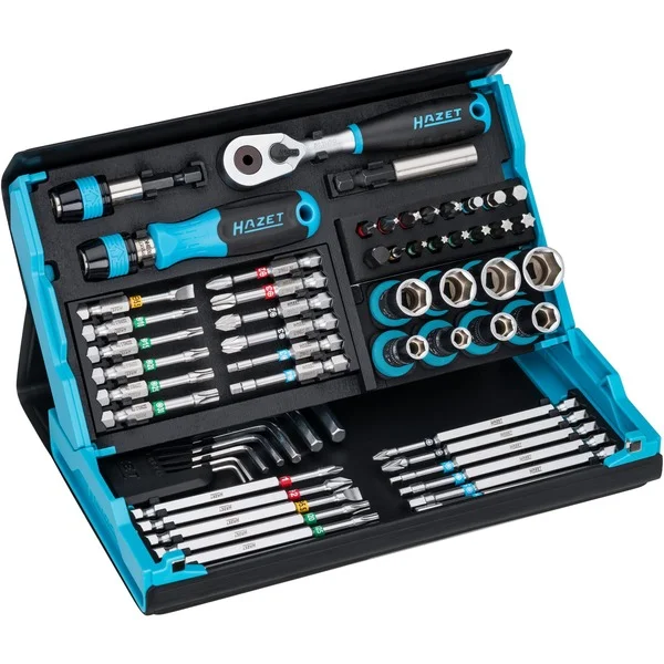 Hazet SmartCase Steckschlüssel- und Bit-Satz 2200SC-32, 59-teilig (schwarz/blau, 1/4", mit Umschaltknarre)