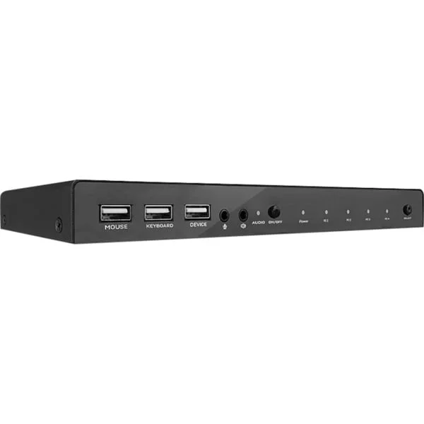 Lindy 4 Port KVM Switch HDMI 4K60, USB 2.0 & Audio, KVM-Switch (schwarz)