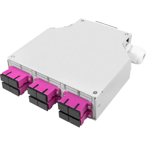 Digitus LWL-Hutschienenbox MM OM4 bestückt SC-Adapter, Spleißbox