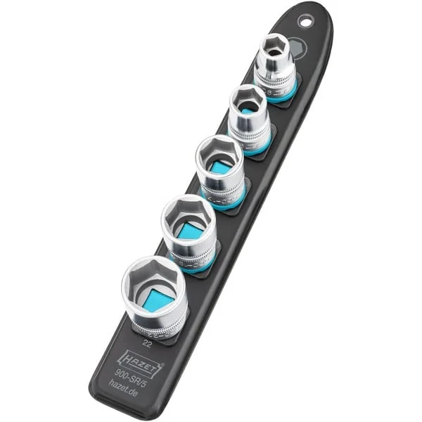 Hazet SmartRail 1/2" Steckschlüsseleinsatz-Satz Sechskant, 5-teilig (schwarz, SW 10 - SW 22, kurz)