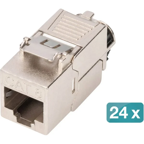Digitus Keystone-Modul Cat. 8.1, geschirmt, 24 Stück (silber, werkzeugfreier Montageanschluss)
