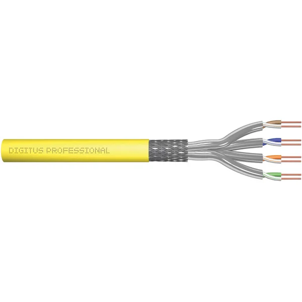 Digitus Professional Cat.7a S/FTP Verlegekabel simplex, Cca (gelb, 1.000 Meter Trommel)