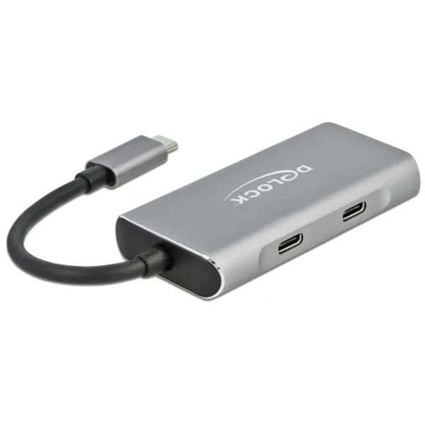 DeLOCK Externer USB 3.2 Gen 2 USB Type-C Hub, USB-Hub (grau, USB-C)