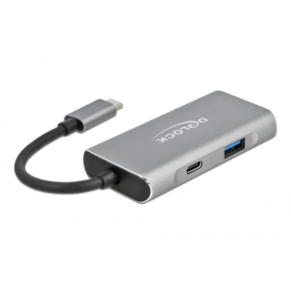 DeLOCK Externer USB 3.2 Gen 2 USB Type-C Hub, USB-Hub (grau, USB-C)