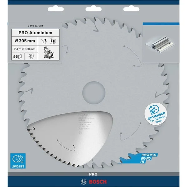 Bosch Professional PRO Aluminium cordless Kreissägeblatt, Ø 305mm, 96Z (Bohrung 30mm, für Akku-Kappsägen)