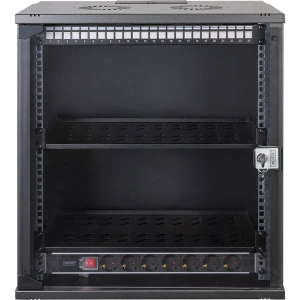 Digitus Netzwerk-Set SOHO Pro 19" 540x400 mm (BxT), IT-Schrank (schwarz, 12 Höheneinheiten)